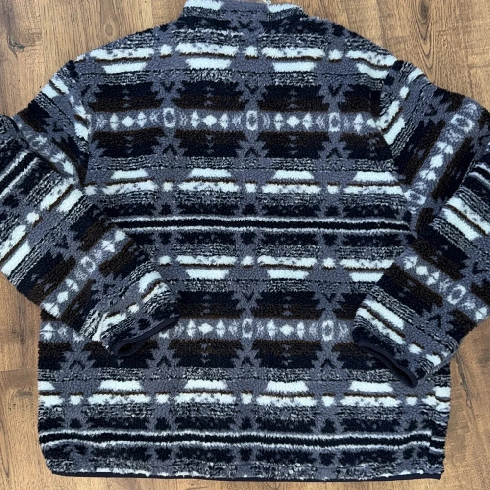 RAFTER Men's Patterned Fleece Sweater - Blue and Black
